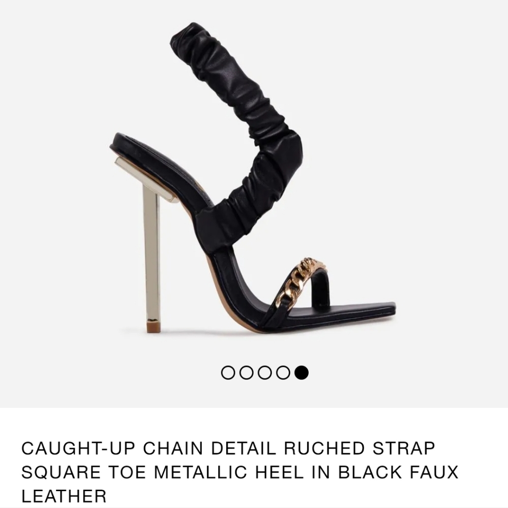 Ruched Strap Metallic Heels